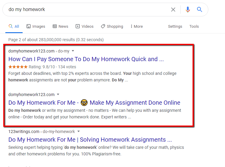 keyword cannibalisation example google ads
