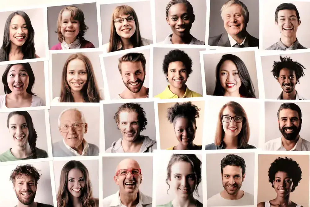 How To Write A Customer Persona a collage of portrait pictures featuring smiling faces. the people in the pictures appear happy and satisfied, implying that their objections were addressed and resolved.