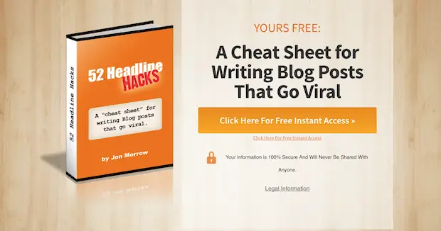 Image 5 the image shows a digital book with the title "52 headline hacks" in bold letters, against an orange background. it's a good example of a lead magnet used to attract potential customers.
