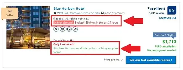 Hotel Booking Page Scarcity Tactic 1 hotel booking page scarcity tactic