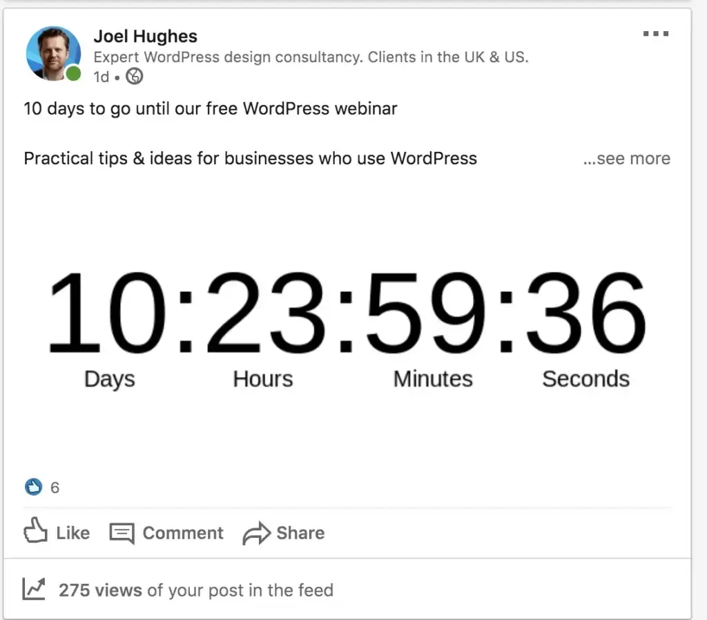 countdown timer examples in social posts