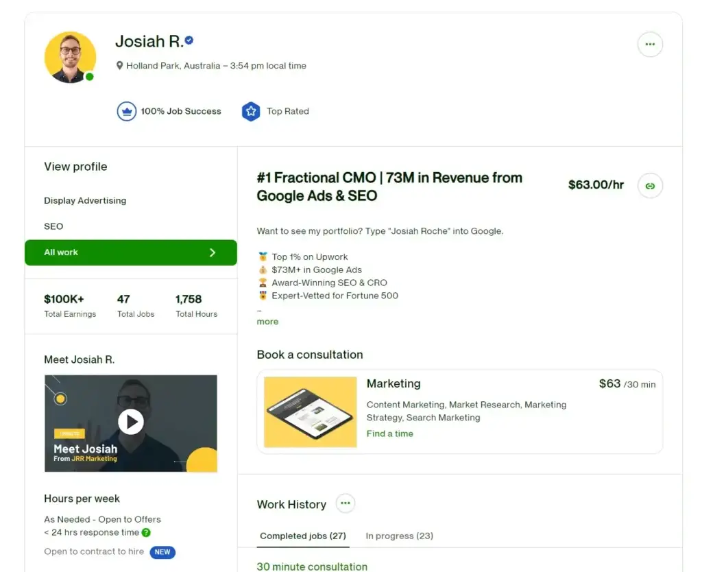 Find Me On Upwork. Type Josiah Roche In find me on upwork. type josiah roche in
