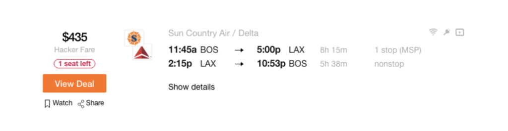 Image 4 a flight booking screen displaying a message, 'only 1 seat left at this price,' emphasizing the perceived scarcity effect to encourage quick booking.